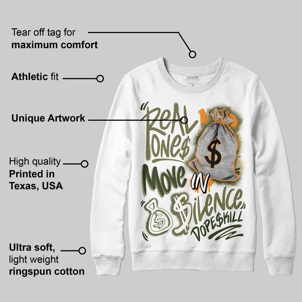 Olive Collection DopeSkill Sweatshirt Real Ones Move In Silence Graphic - Image 3