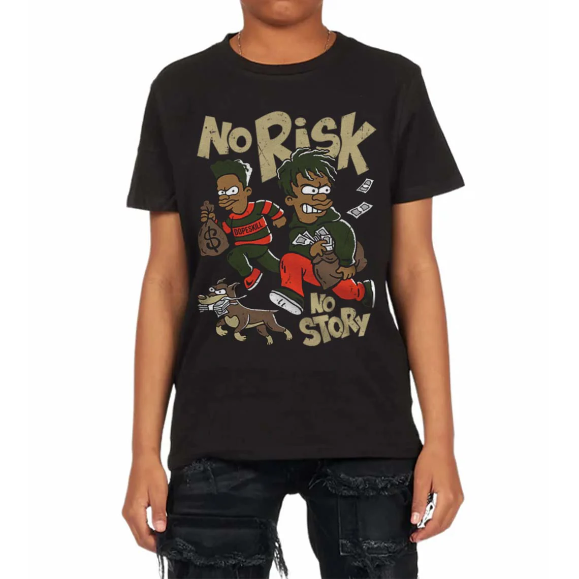 Olive Collection DopeSkill Toddler Kids T-shirt No Risk No Story Graphic - Image 4