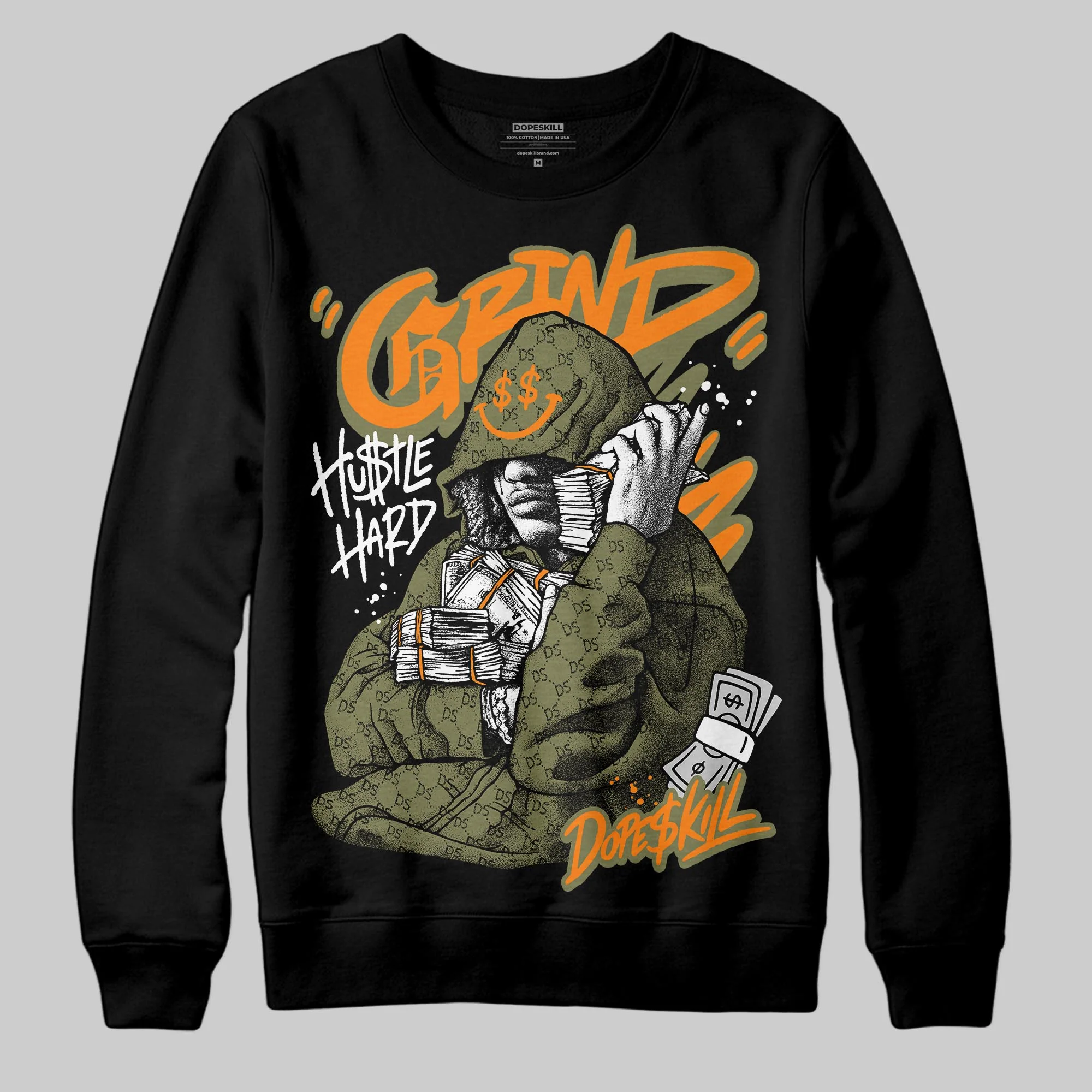 Olive 'Grind Pray' DopeSkill Graphic Sweatshirt - Image 2