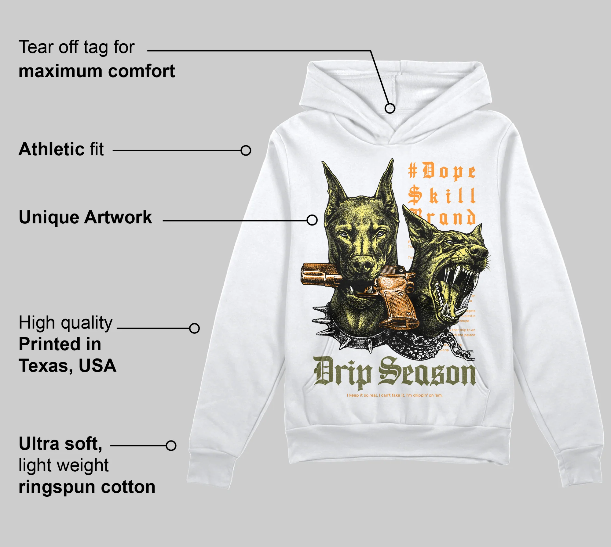 Olive 'New Drip Season' DopeSkill Graphic Hoodie - Image 3