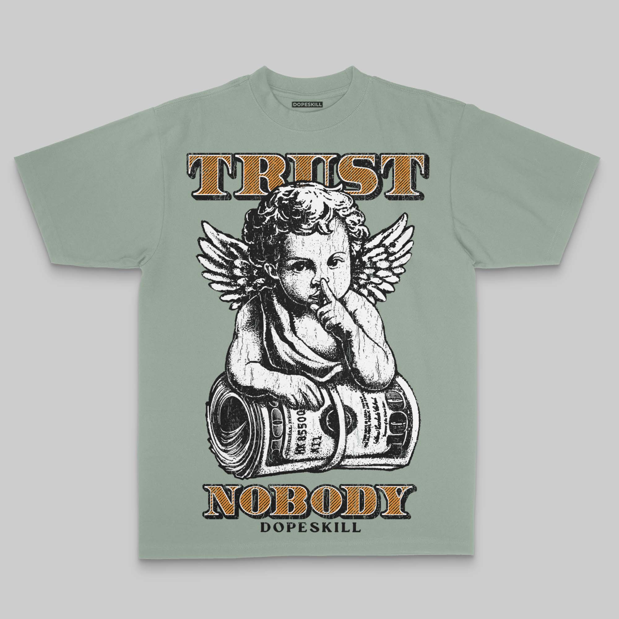 Olive Oversize Print Trust Nobody DopeSkill Graphic T-shirt - Image 3