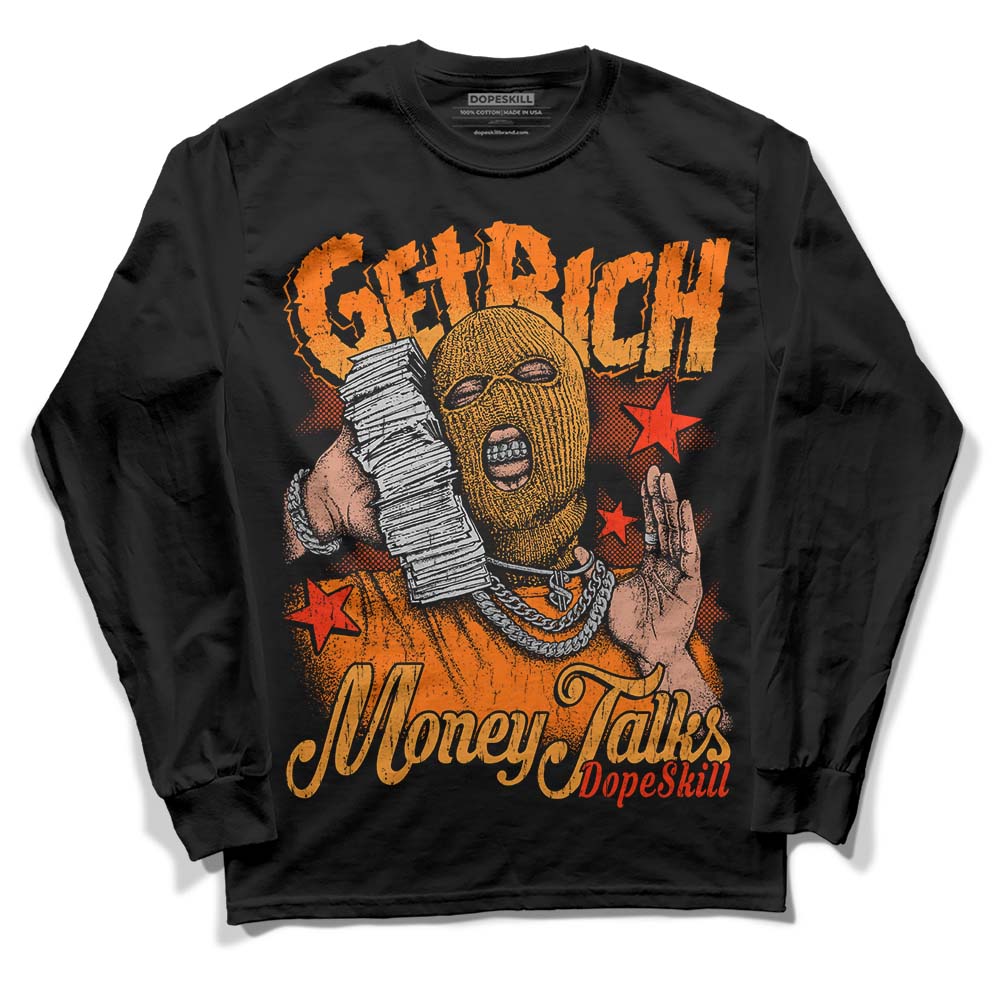 Orange Black White DopeSkill Long Sleeve T-Shirt Get Rich Graphic - Image 2