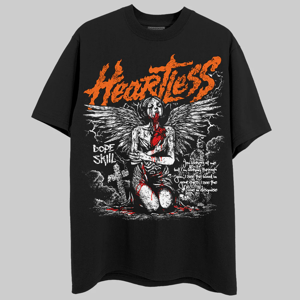 Orange Black White DopeSkill T-Shirt Heartless Graphic - Image 2