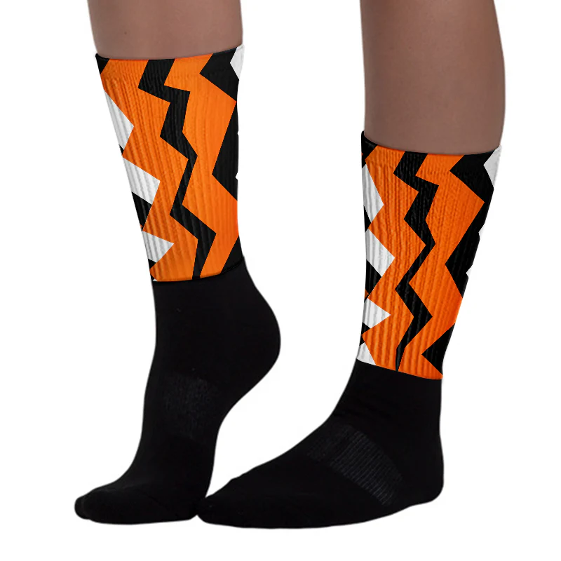 Orange Black White Sublimated Socks ZicZac Graphic - Image 3