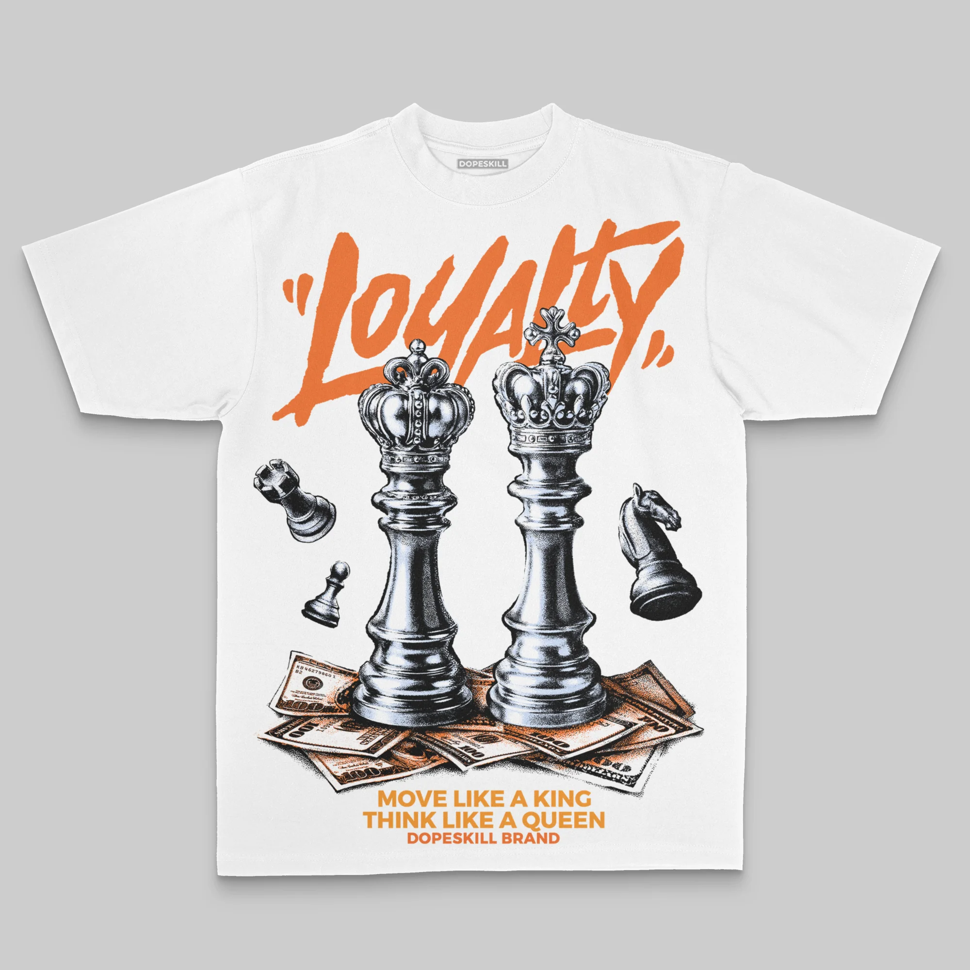Orange Oversize Print 'Loyalty' DopeSkill Graphic T-shirt