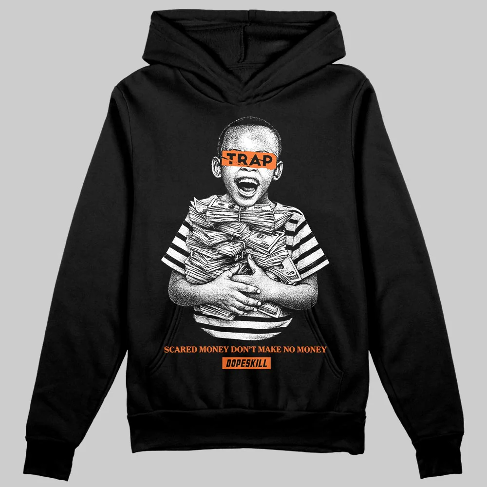 Orange 'Scared Money Don't Make No Money' DopeSkill Graphic Hoodie - Image 2