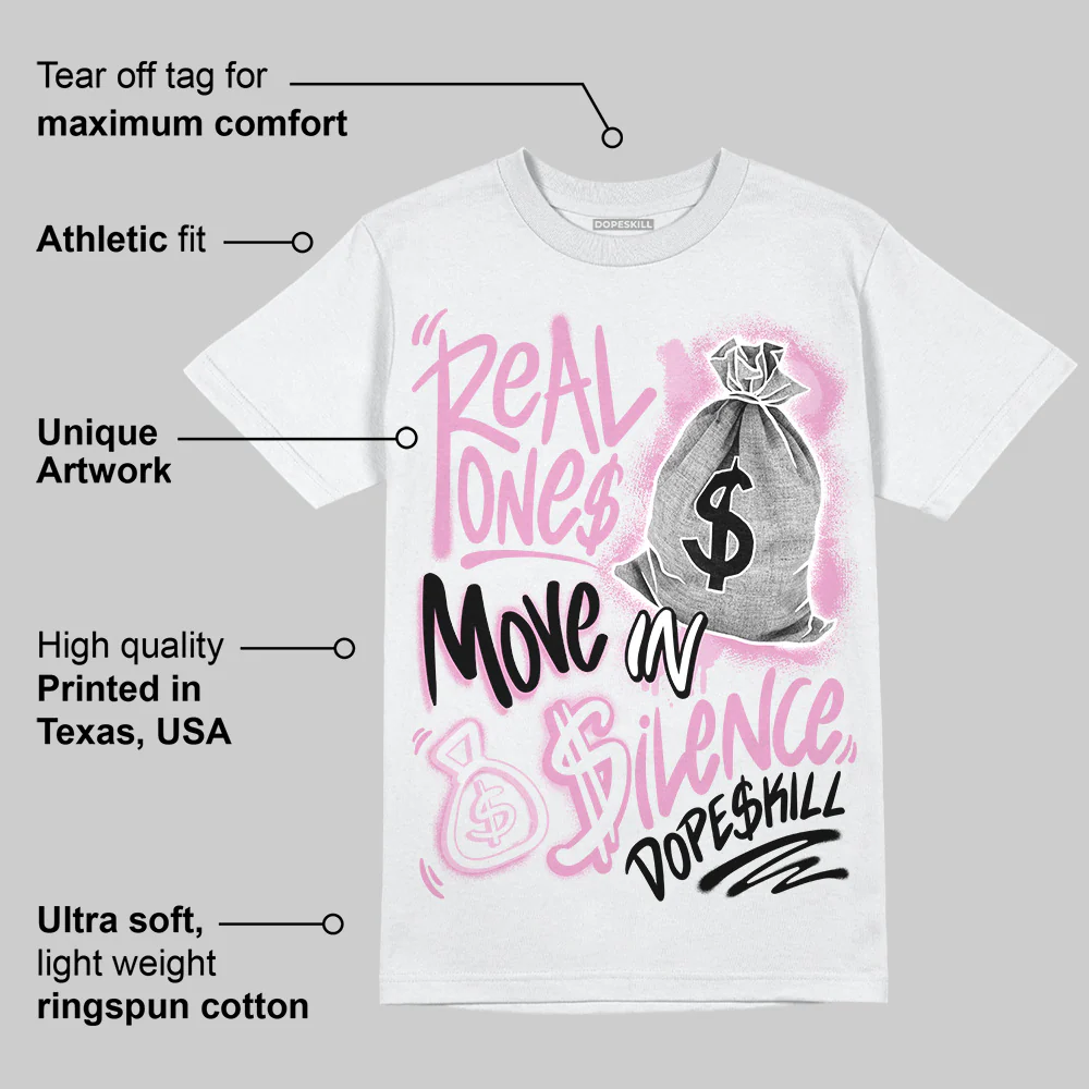 Orchid 4s DopeSkill T-Shirt Real Ones Move In Silence Graphic - Image 3