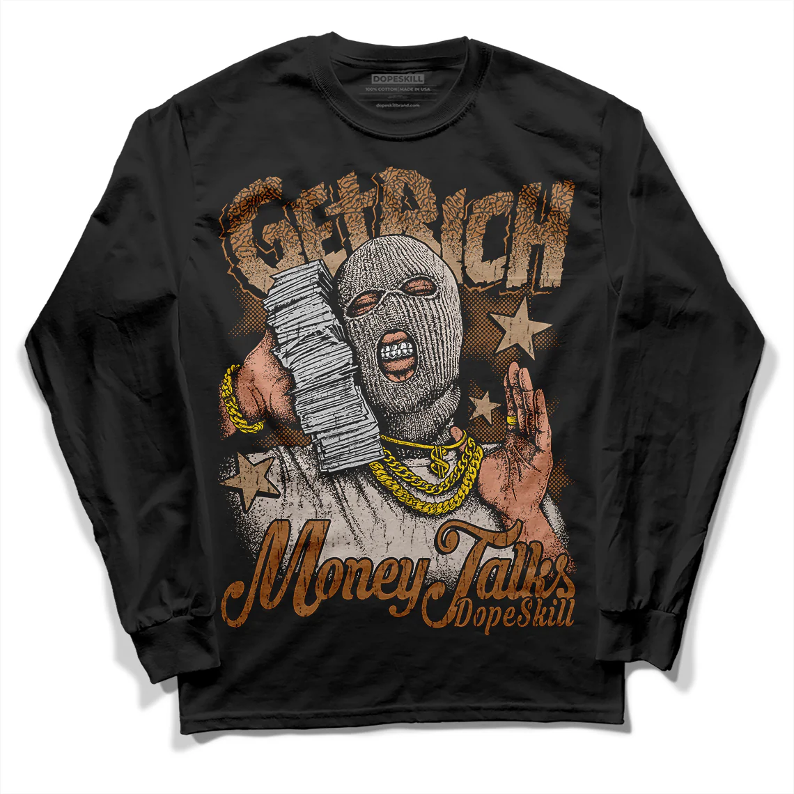 Palomino 3s DopeSkill Long Sleeve T-Shirt Get Rich Graphic - Image 2