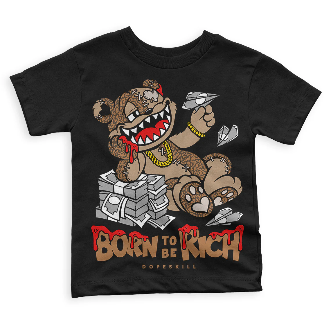 Palomino 3s DopeSkill Toddler Kids T-shirt Born To Be Rich Graphic - Image 2