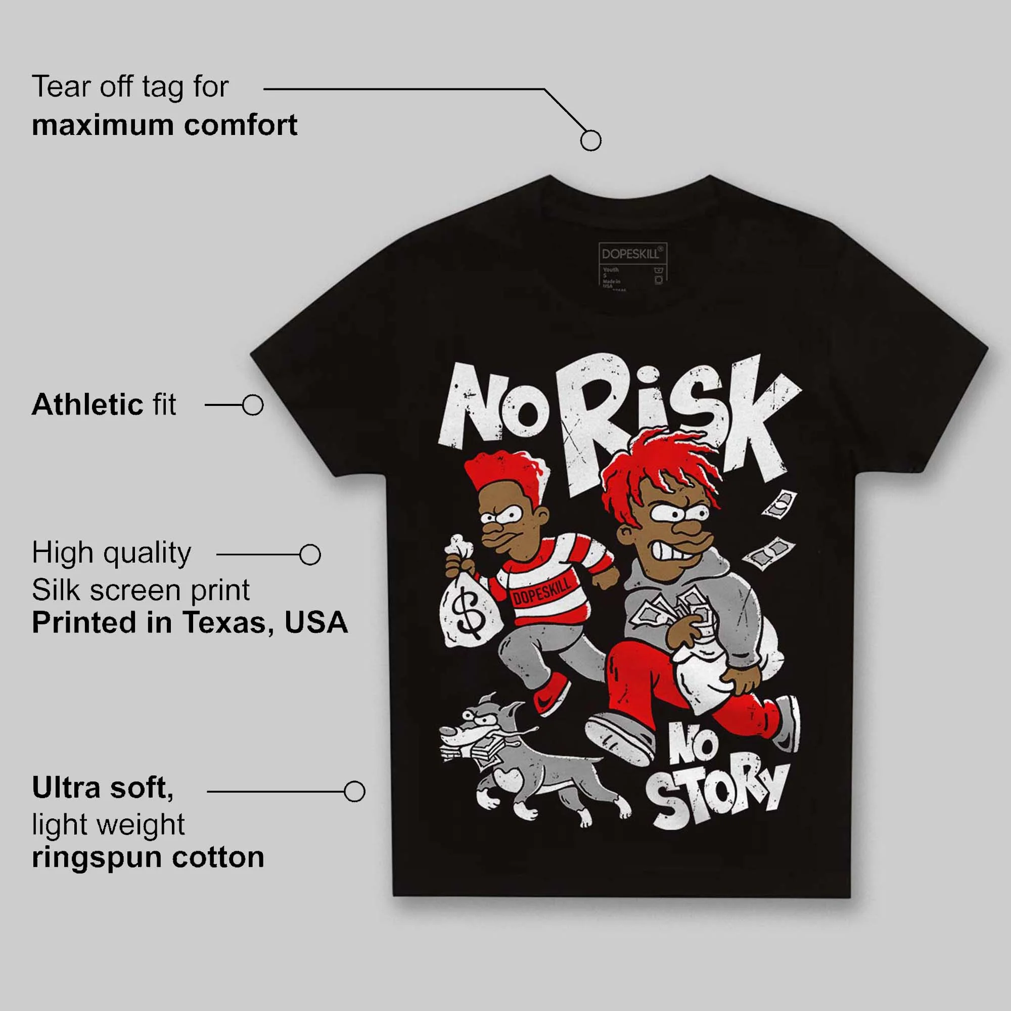 Panda White Black Dunk DopeSkill Toddler Kids T-shirt No Risk No Story Graphic - Image 5