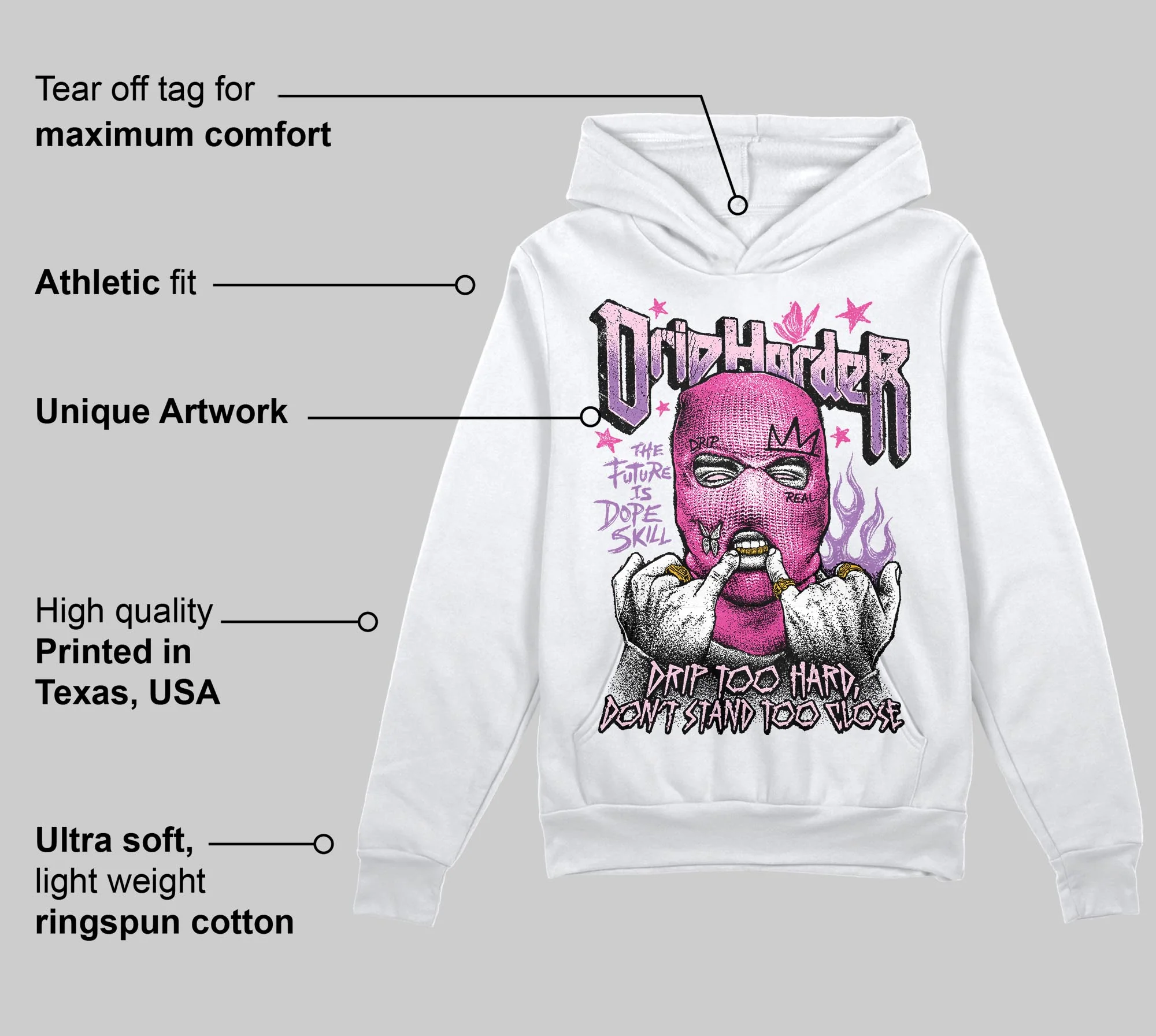 Pink Collection DopeSkill Hoodie Sweatshirt Drip Harder Graphic - Image 3