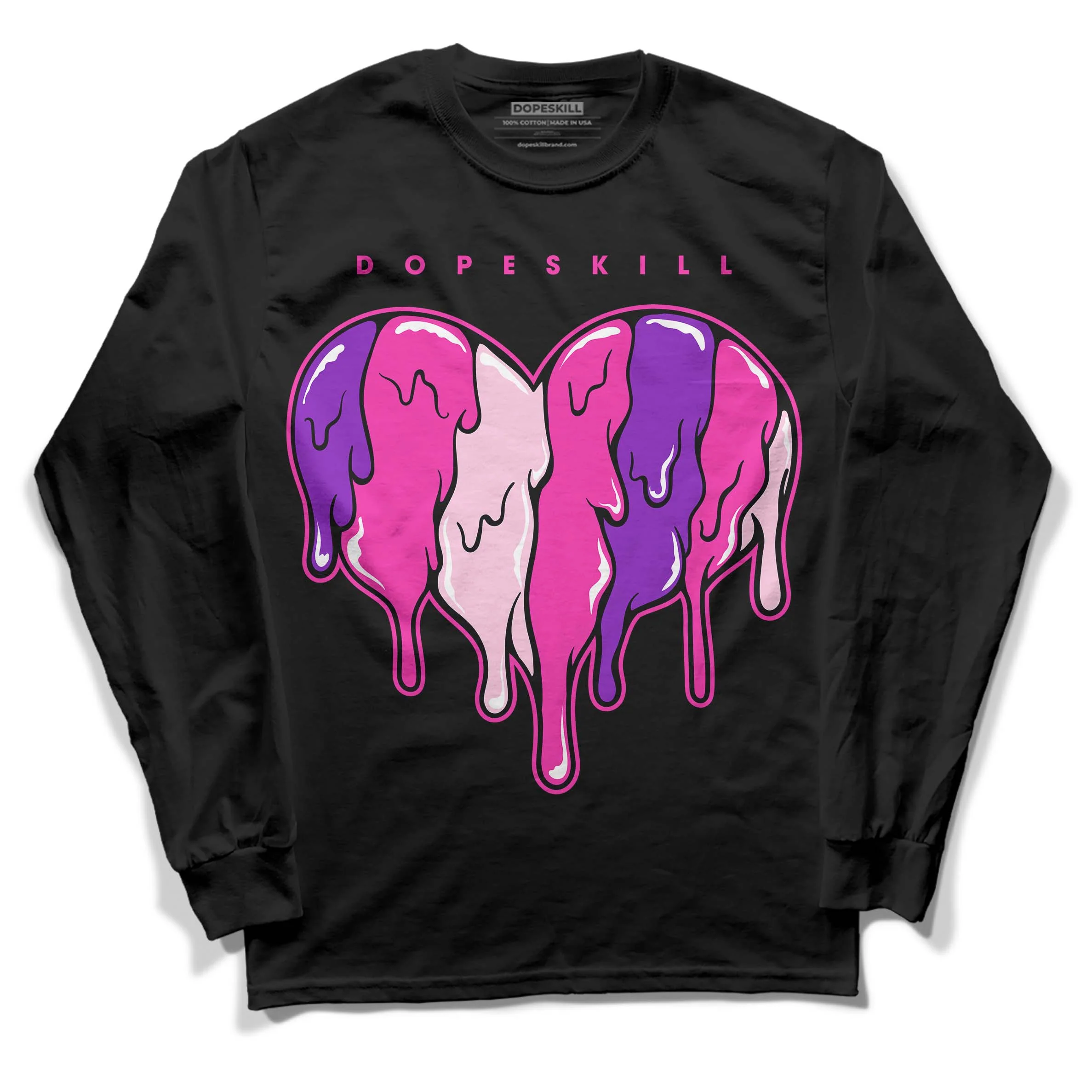 Pink Collection DopeSkill Long Sleeve T-Shirt Slime Drip Heart Graphic - Image 2