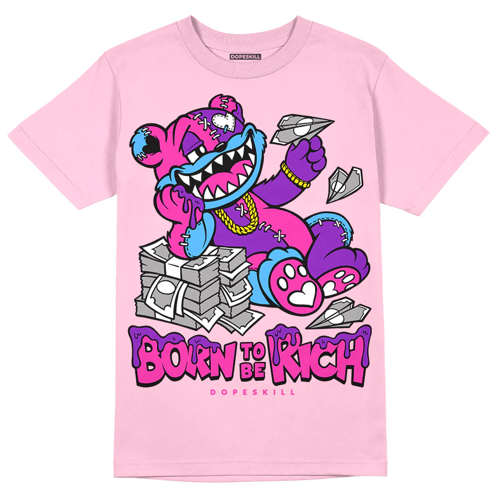 Pink Collection DopeSkill Pink T-shirt Born To Be Rich Graphic