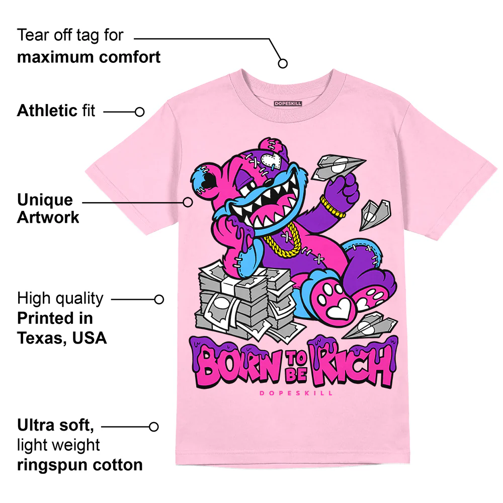Pink Collection DopeSkill Pink T-shirt Born To Be Rich Graphic - Image 2