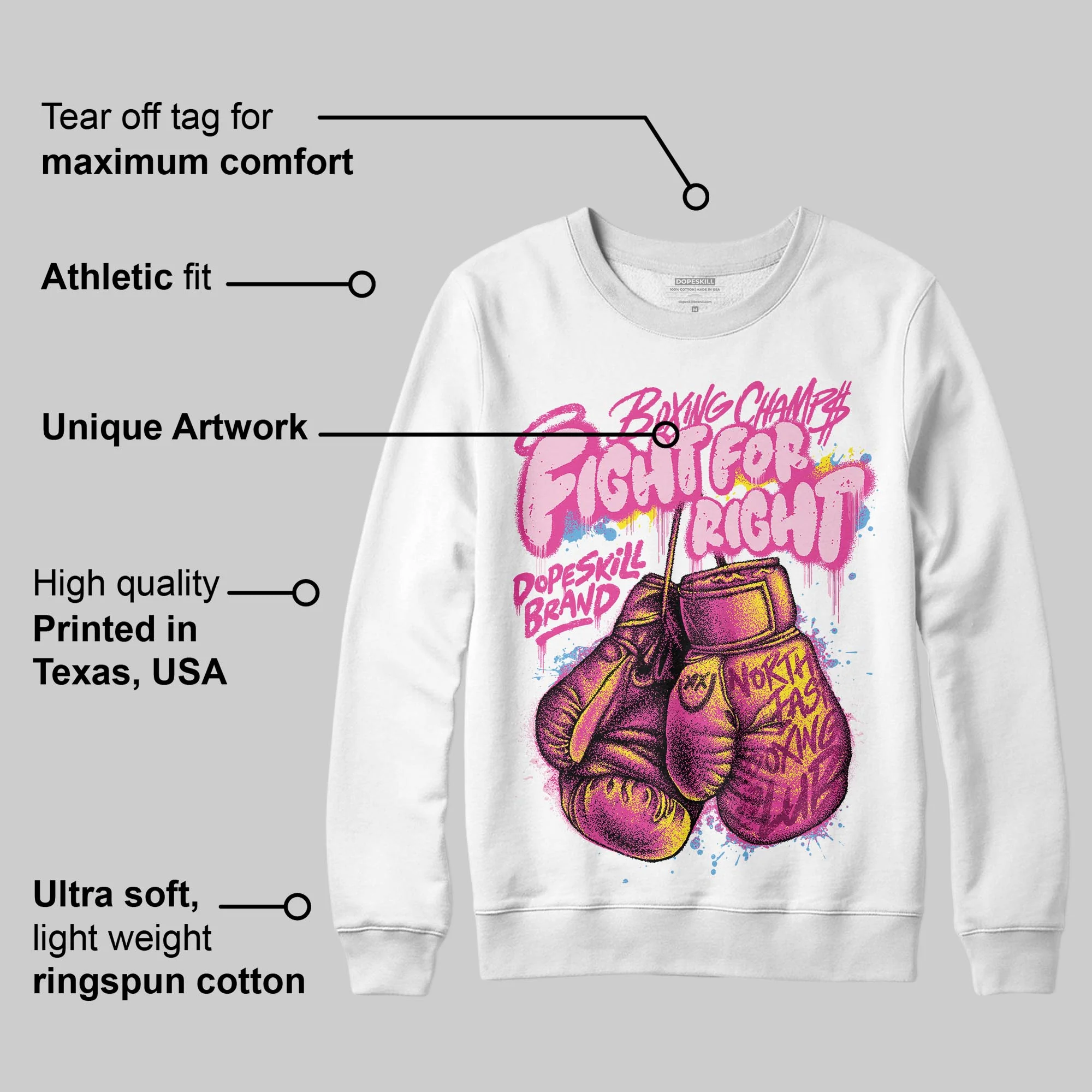 Pink Collection DopeSkill Sweatshirt Fight For Right Graphic - Image 3