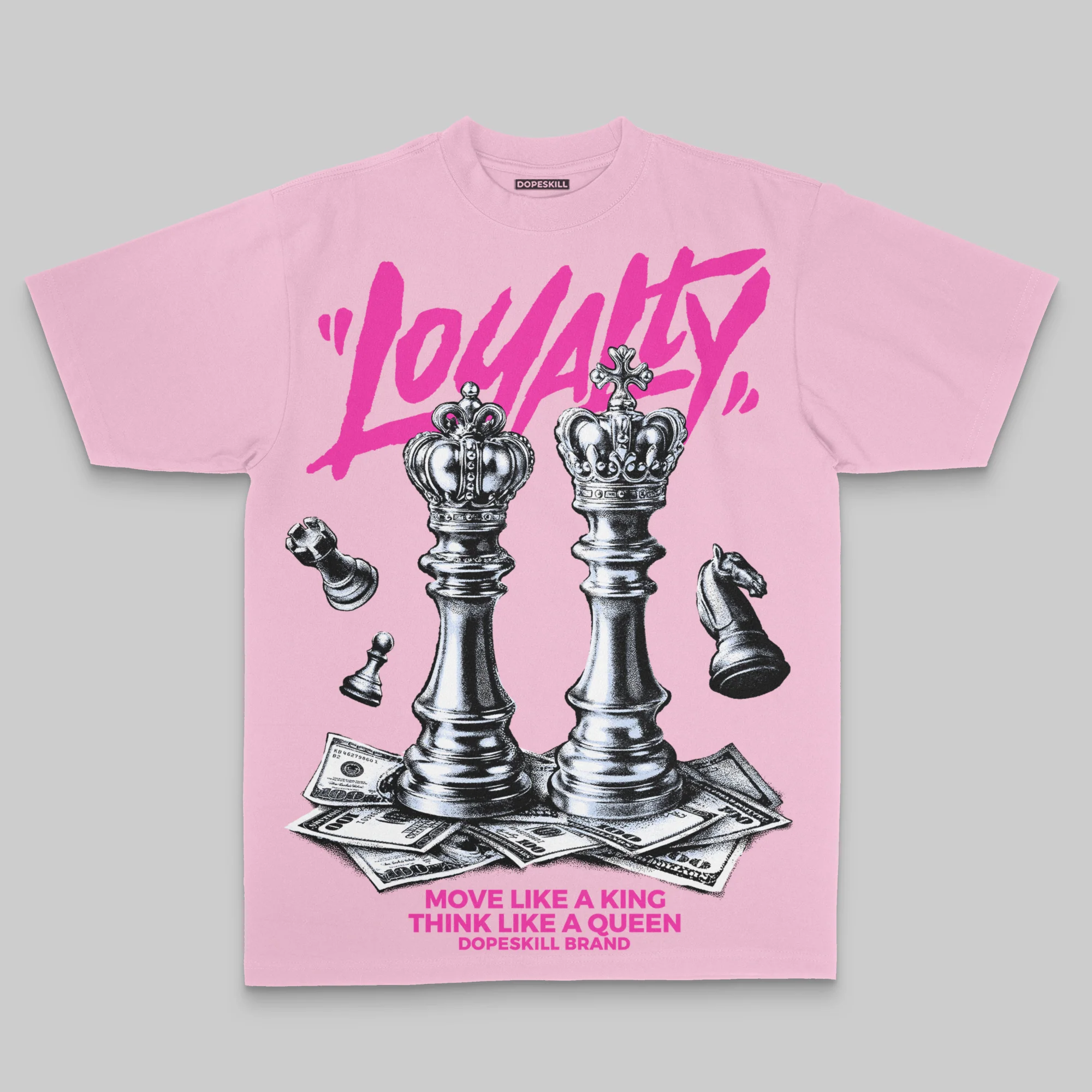 Pink Oversize Print 'Loyalty' DopeSkill Graphic T-shirt - Image 3