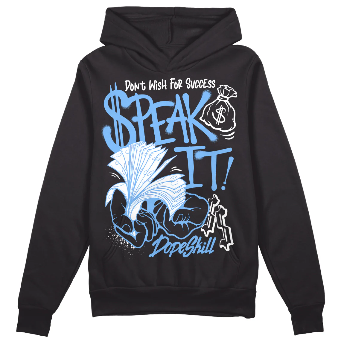 Powder Blue 9s DopeSkill Hoodie Sweatshirt Speak It Graphic - Image 2
