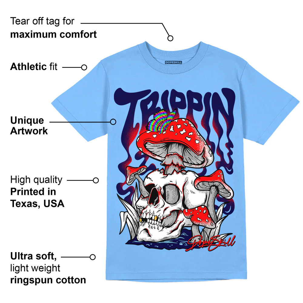 Powder Blue 9s DopeSkill Sky Blue T-shirt Trippin Graphic - Image 2