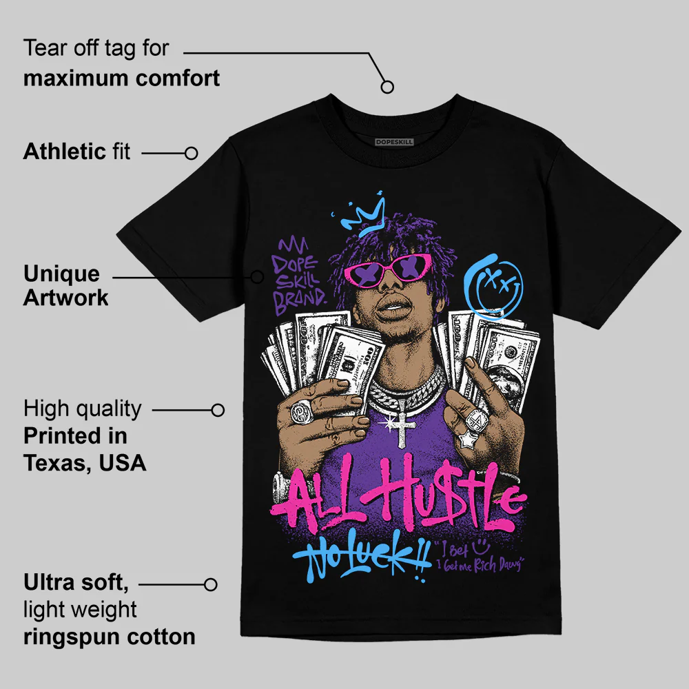 PURPLE 'All Hustle No Luck' DopeSkill Graphic T-Shirt - Image 4