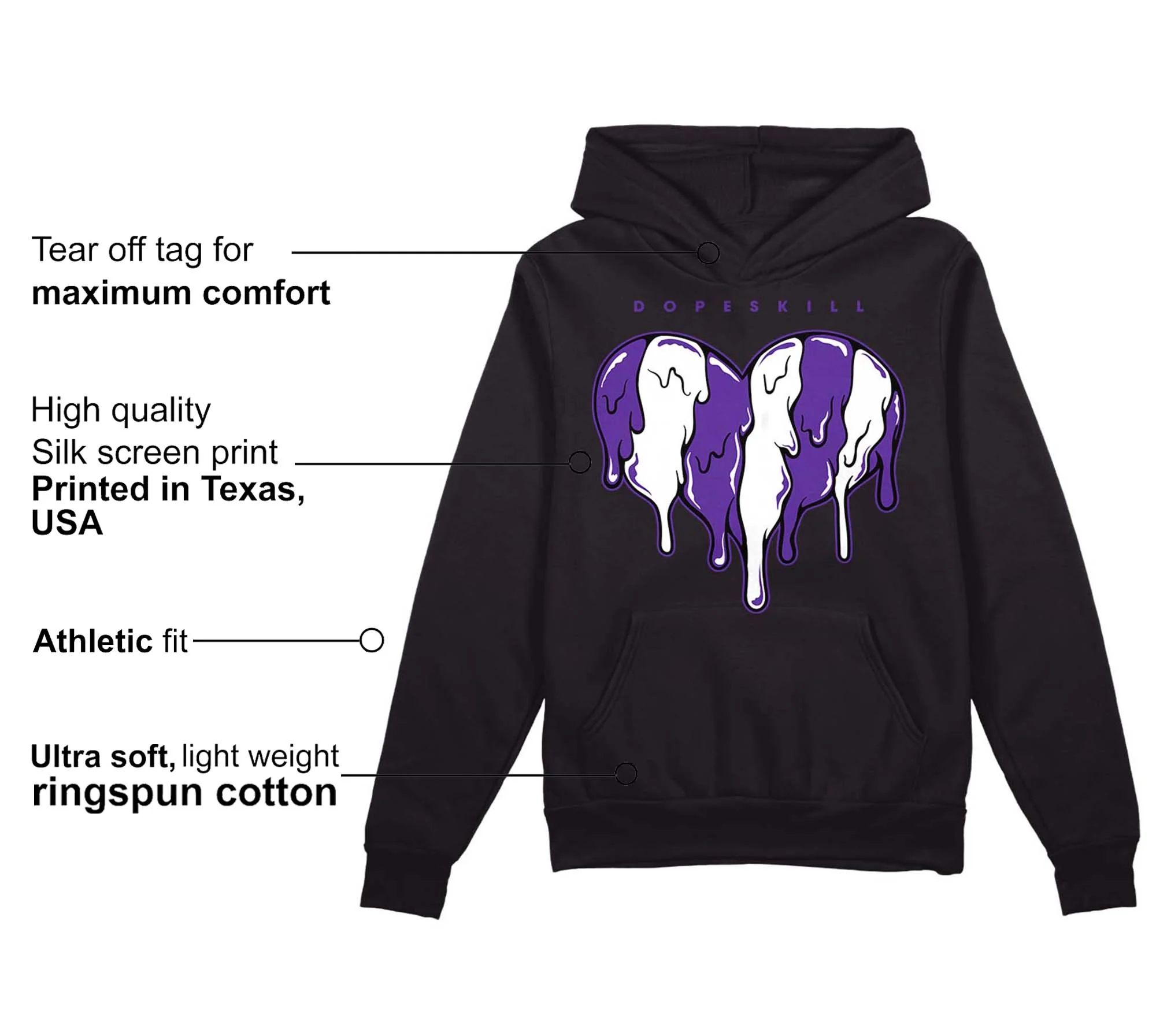 PURPLE Collection DopeSkill Hoodie Sweatshirt Slime Drip Heart Graphic - Image 3