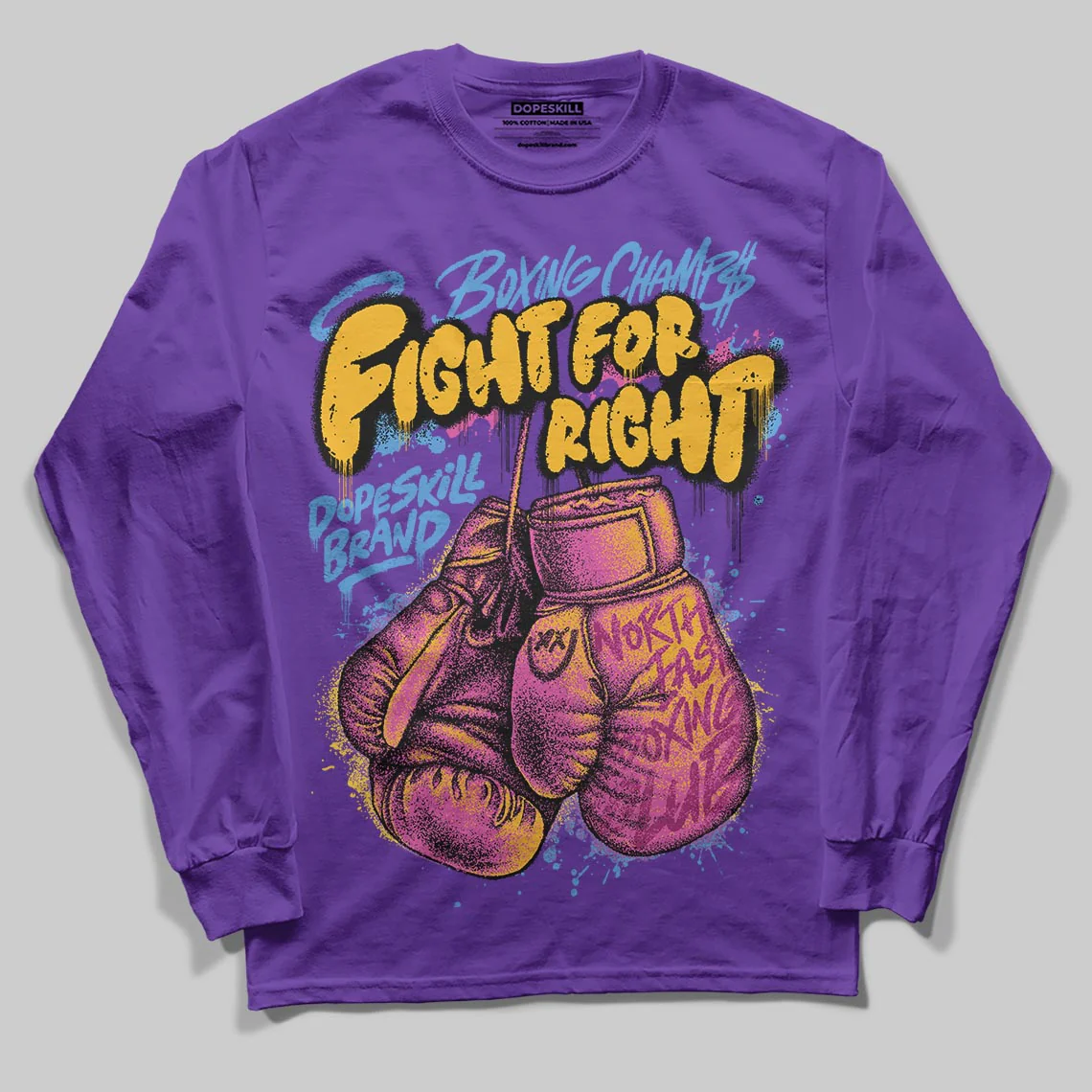 PURPLE Collection DopeSkill Long Sleeve T-Shirt Fight For Right Graphic - Image 3