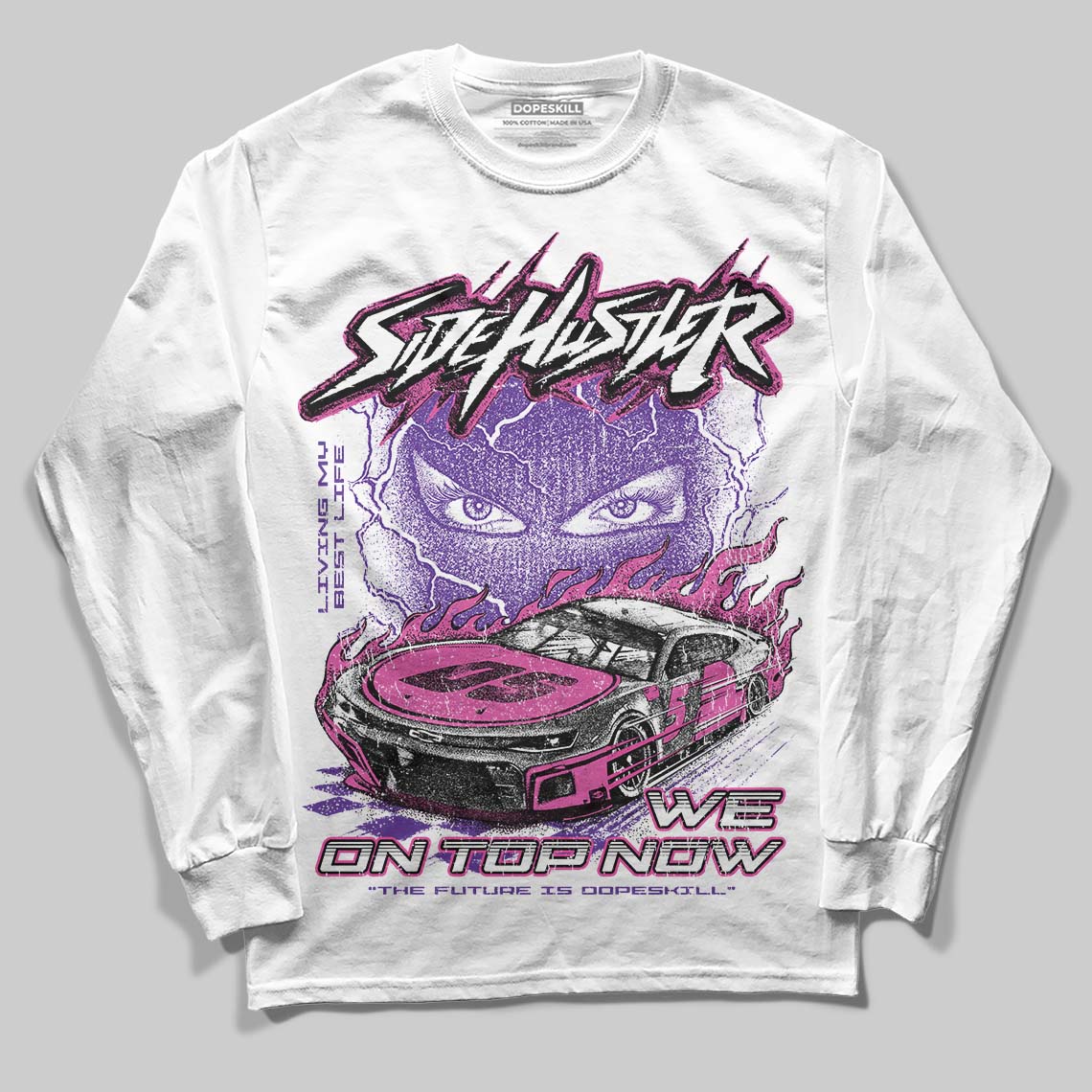 PURPLE Collection DopeSkill Long Sleeve T-Shirt New Side Hustler Graphic - Image 2