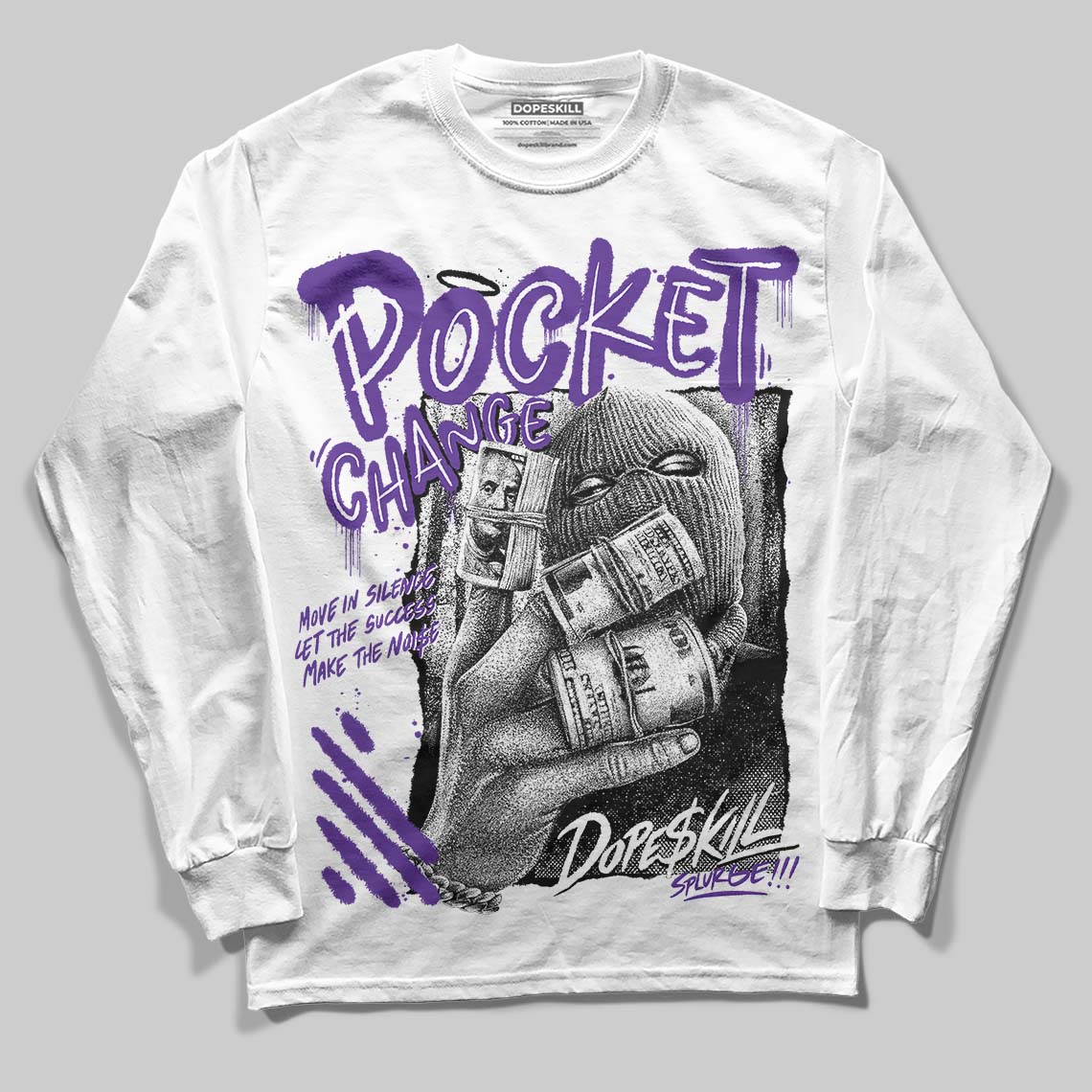 PURPLE Collection DopeSkill Long Sleeve T-Shirt Pocket Change Graphic - Image 2
