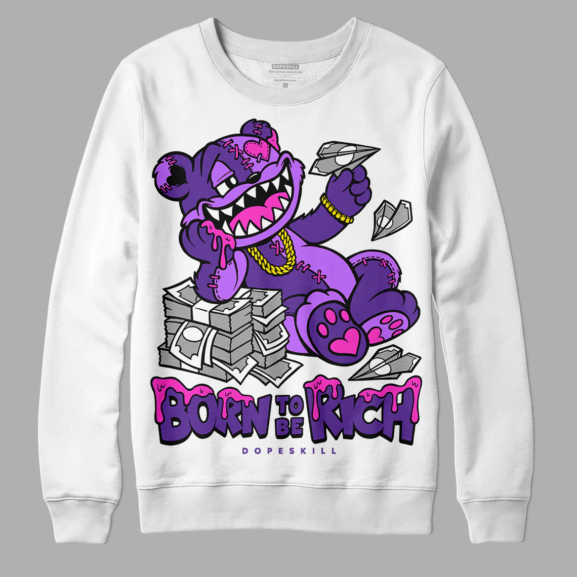 PURPLE Collection DopeSkill Sweatshirt Born To Be Rich Graphic - Image 2