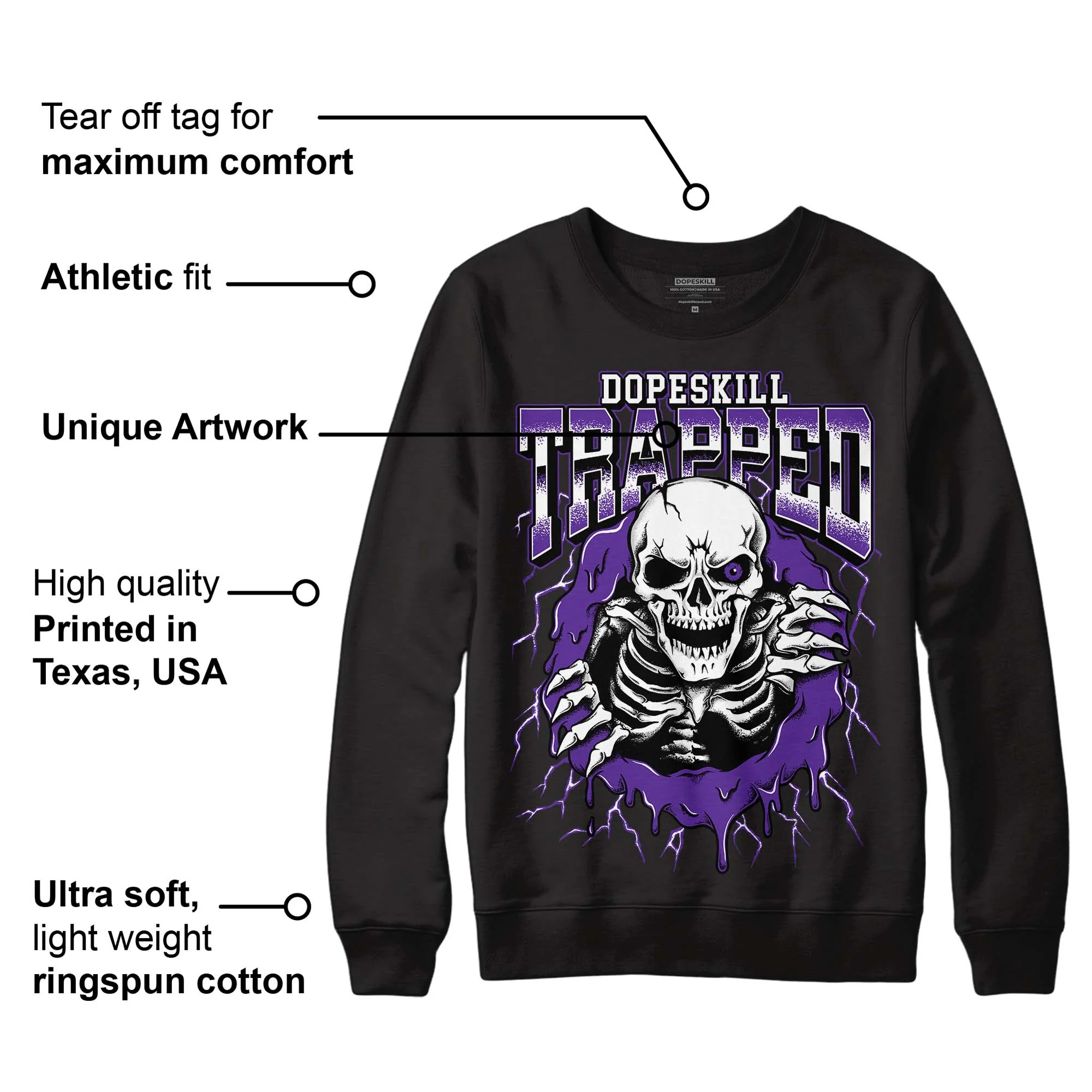 PURPLE Collection DopeSkill Sweatshirt Trapped Halloween Graphic - Image 3