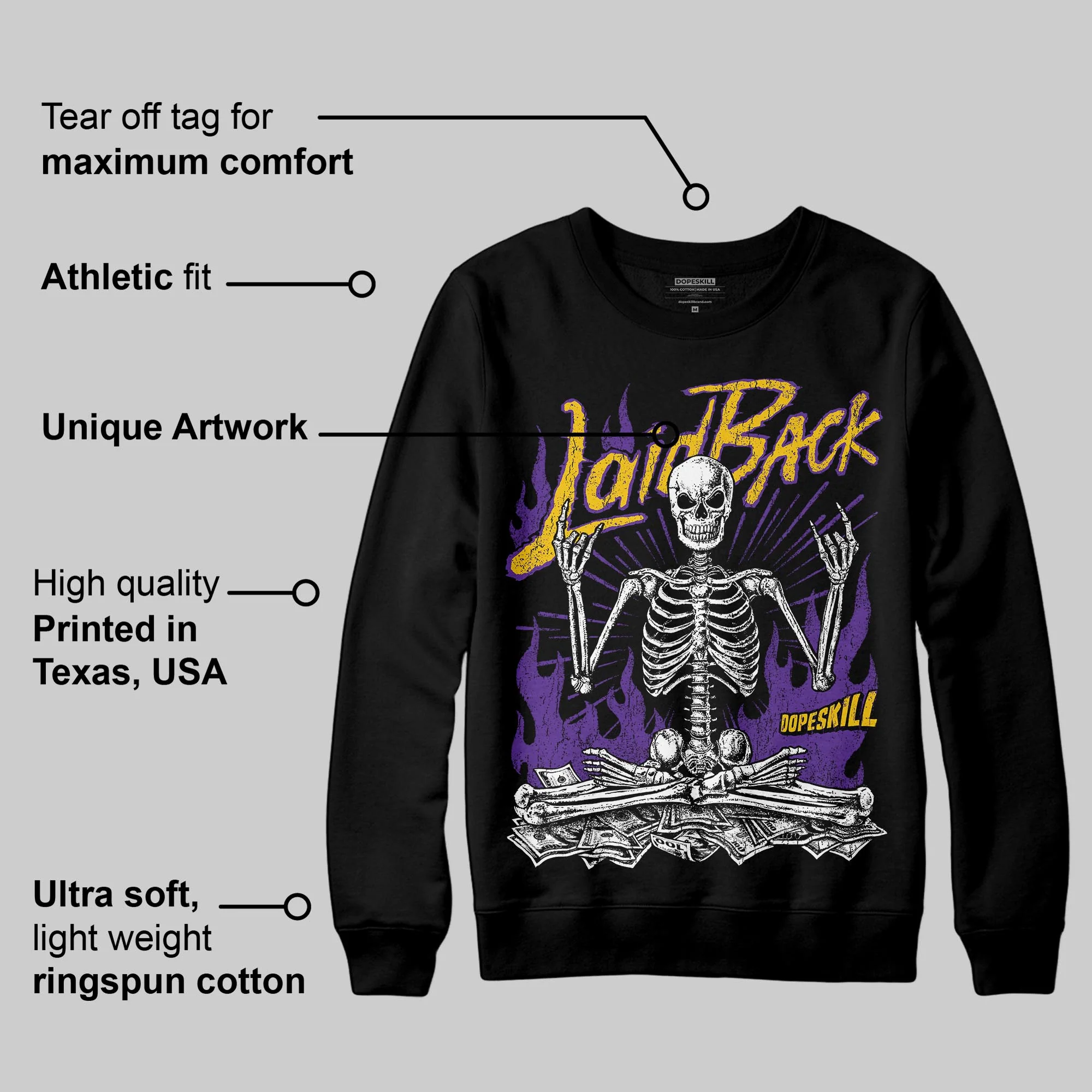 PURPLE 'Laid Back' DopeSkill Graphic Sweatshirt - Image 4