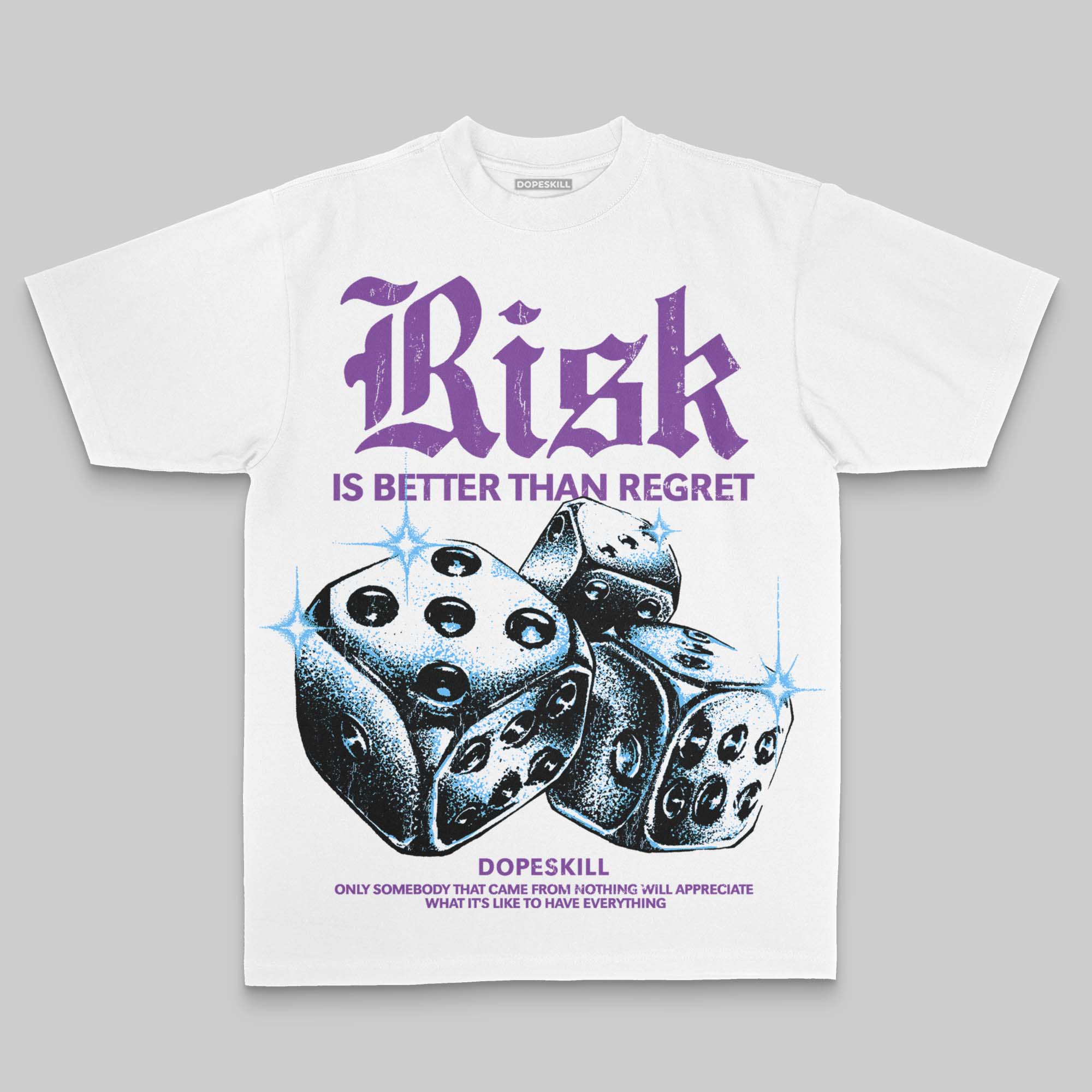 Purple Oversize Print 'Risk Is Better Than Regret' DopeSkill Graphic T-shirt - Image 2
