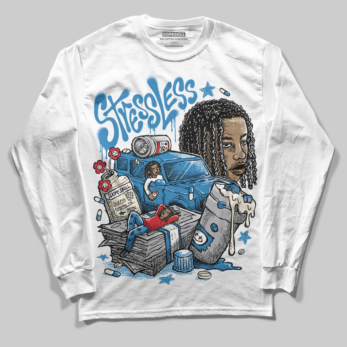 Rare Air 3s DopeSkill Long Sleeve T-Shirt Stressless Graphic - Image 2
