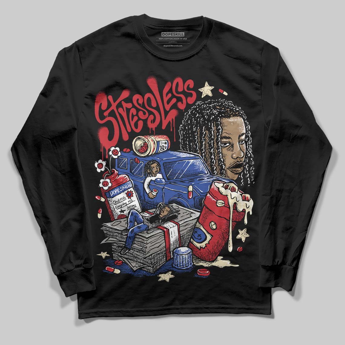 Rare Air 4s DopeSkill Long Sleeve T-Shirt Stressless Graphic - Image 2