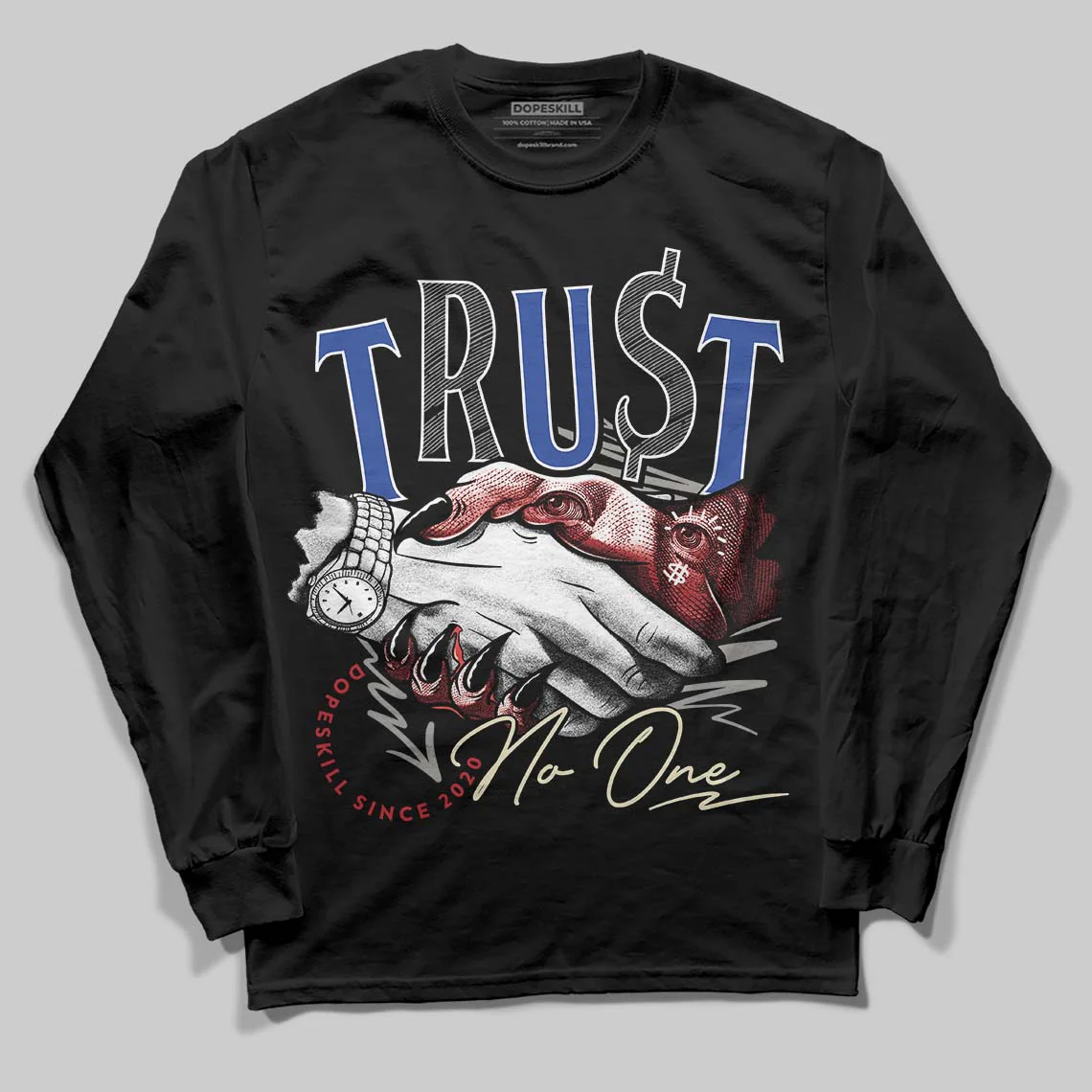 Rare Air 4s DopeSkill Long Sleeve T-Shirt Trust No One Graphic - Image 2