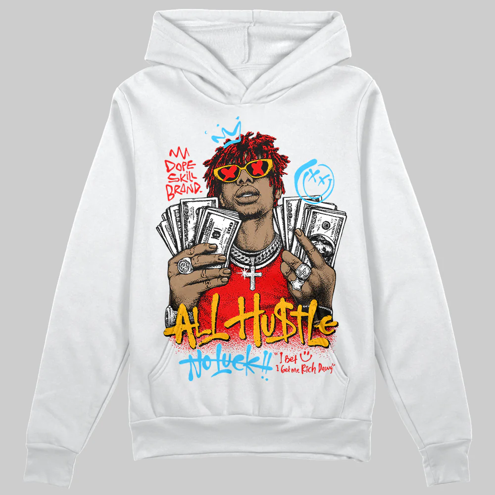 Red 'All Hustle No Luck' DopeSkill Graphic Hoodie - Image 2