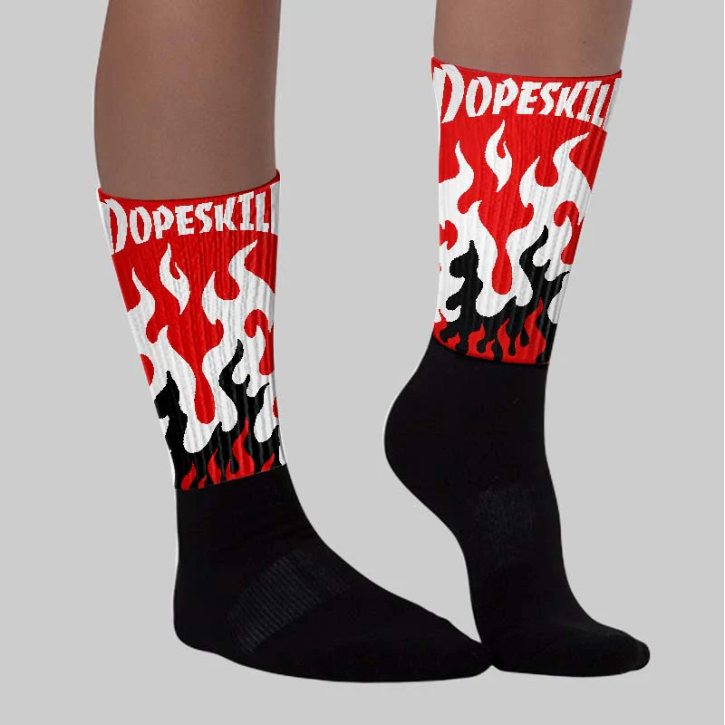 Red Cement 4S DopeSkill Sublimated Socks FIRE Graphic - Image 3