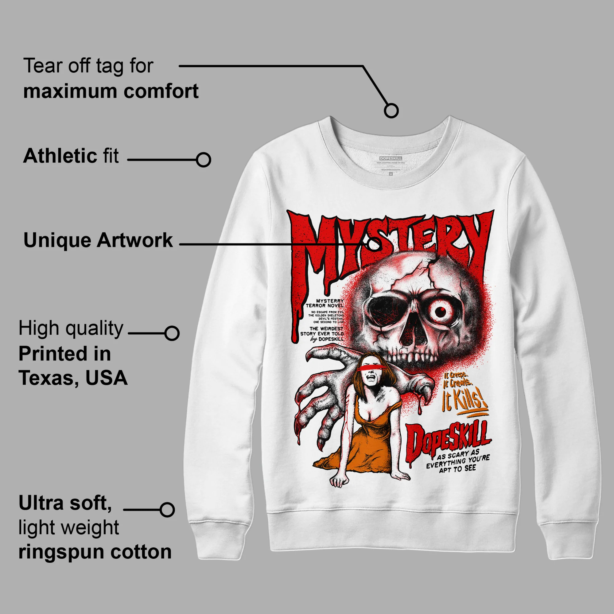 Red Cement 4S DopeSkill Sweatshirt Mystery Ghostly Grasp Graphic - Image 3
