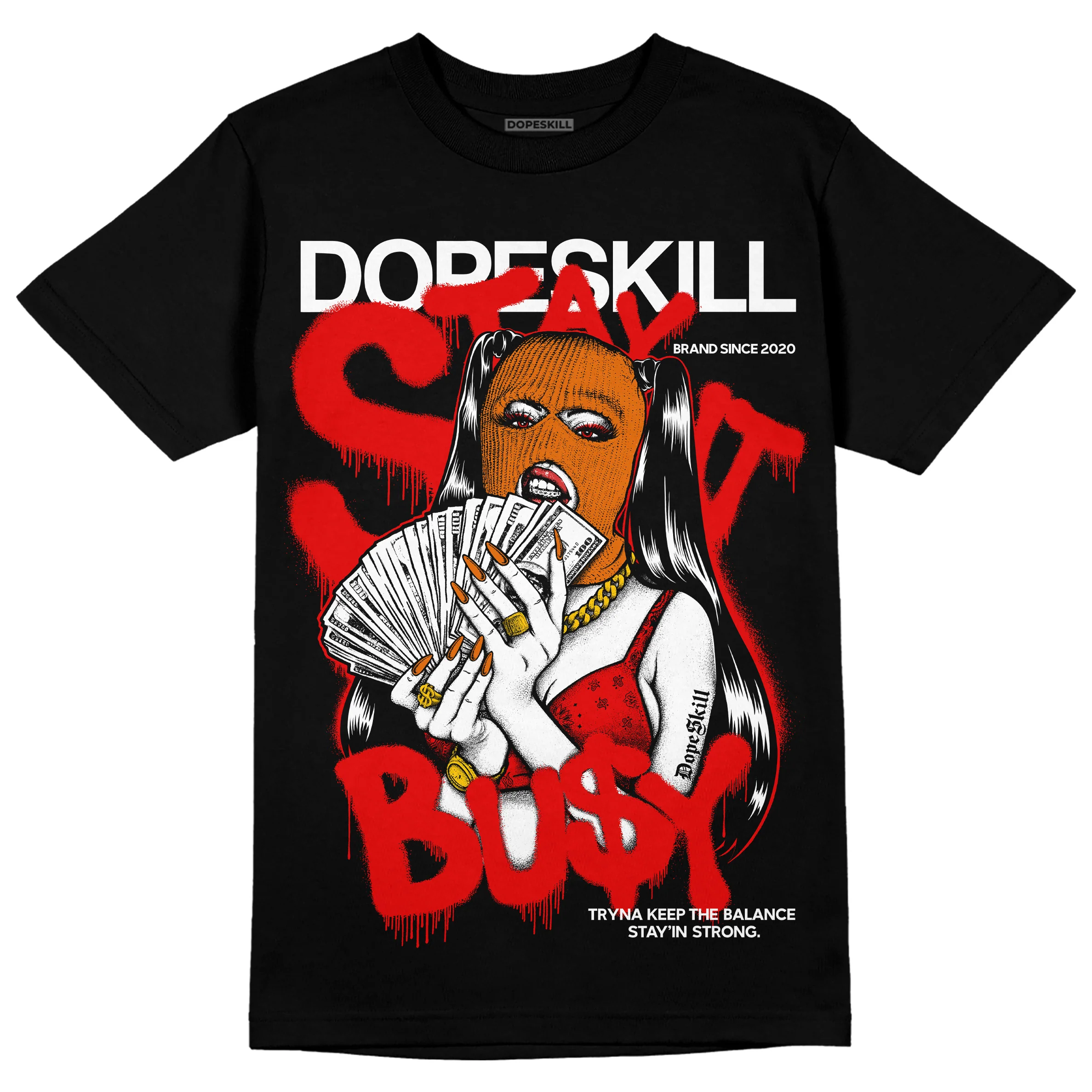 Red Cement 4S DopeSkill T-Shirt Stay It Busy Graphic - Image 2
