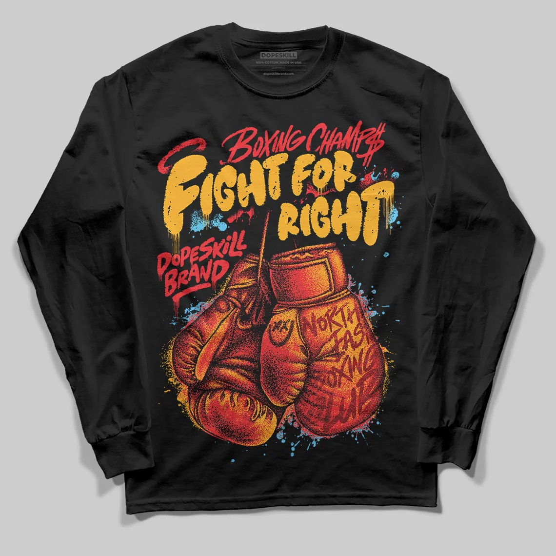 Red Collection DopeSkill Long Sleeve T-Shirt Fight For Right Graphic