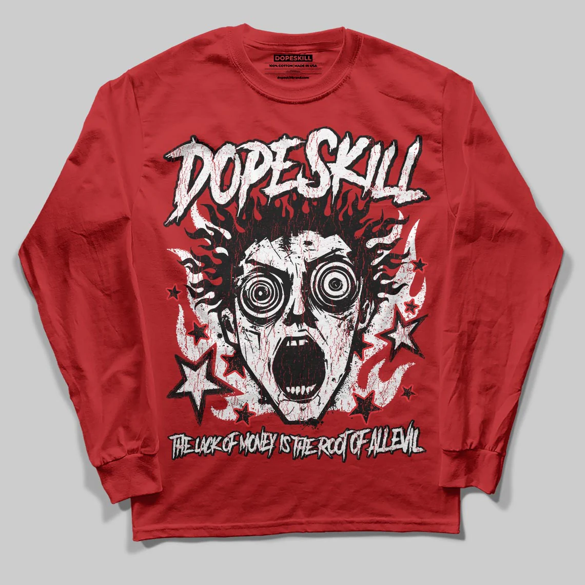 Red Collection DopeSkill Long Sleeve T-Shirt Root of Evil Graphic - Image 3