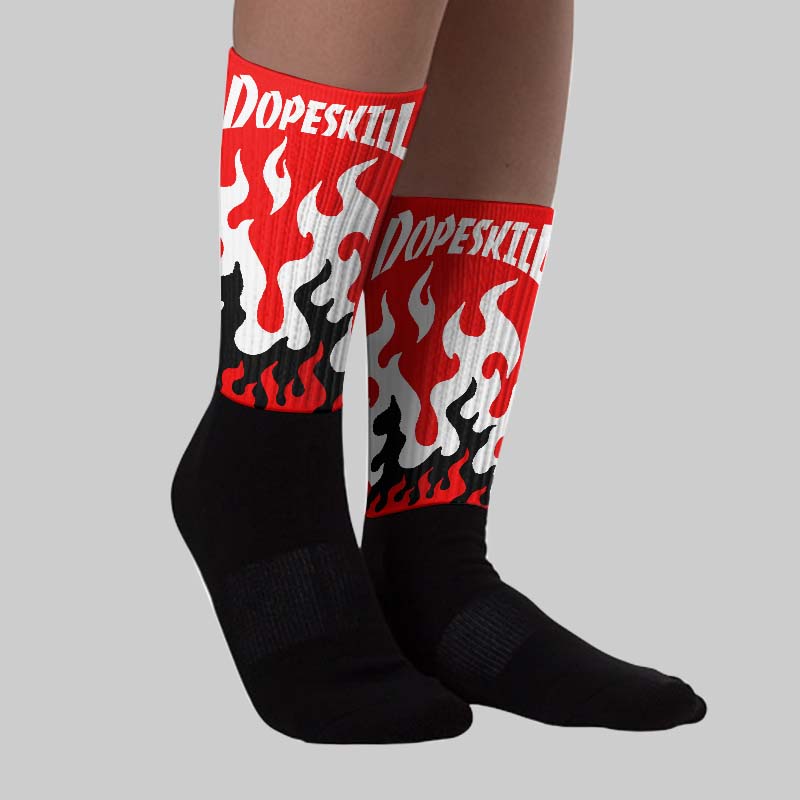 Red Collection DopeSkill Sublimated Socks FIRE Graphic - Image 2