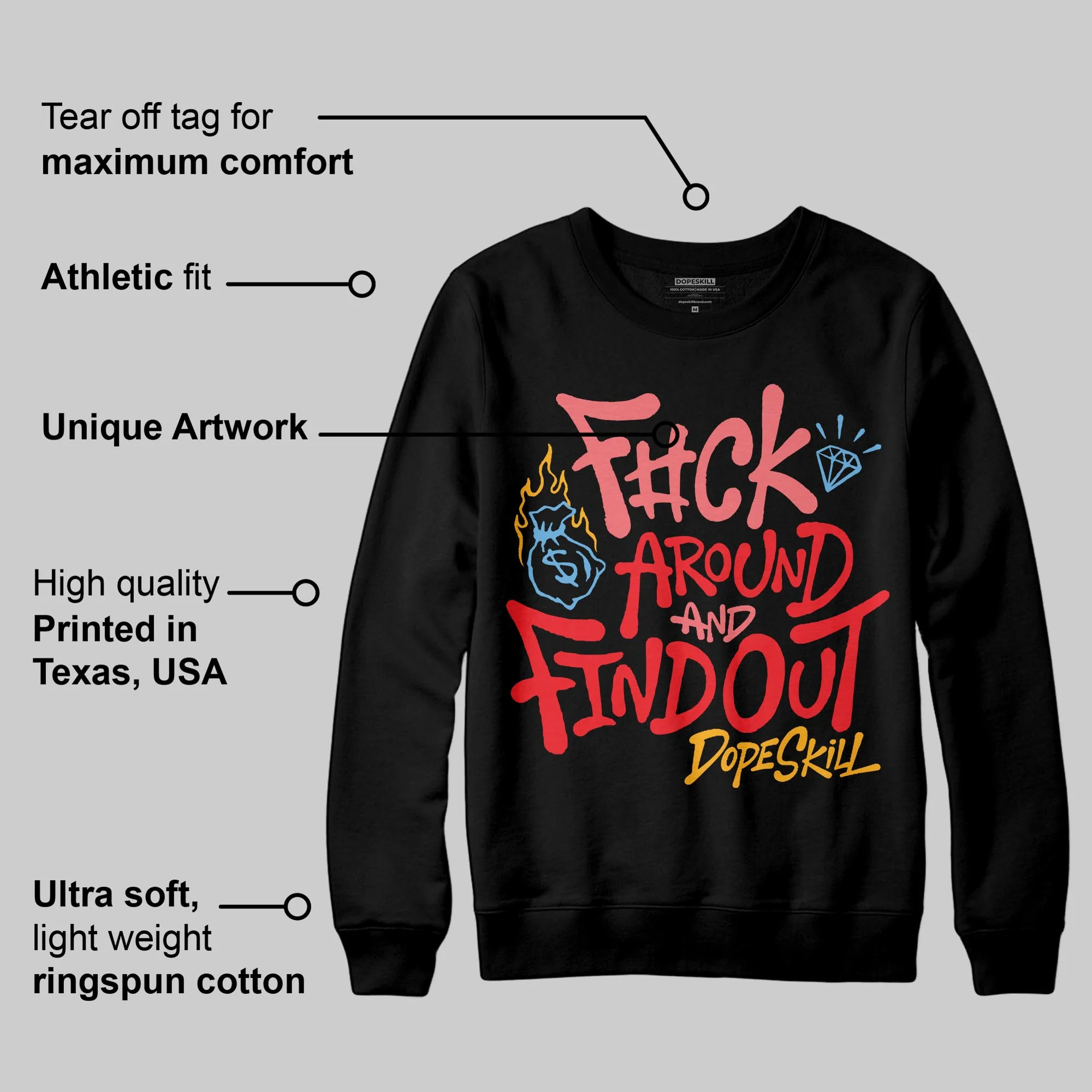 Red Collection DopeSkill Sweatshirt F#ck Around And Find Out Graphic - Image 4