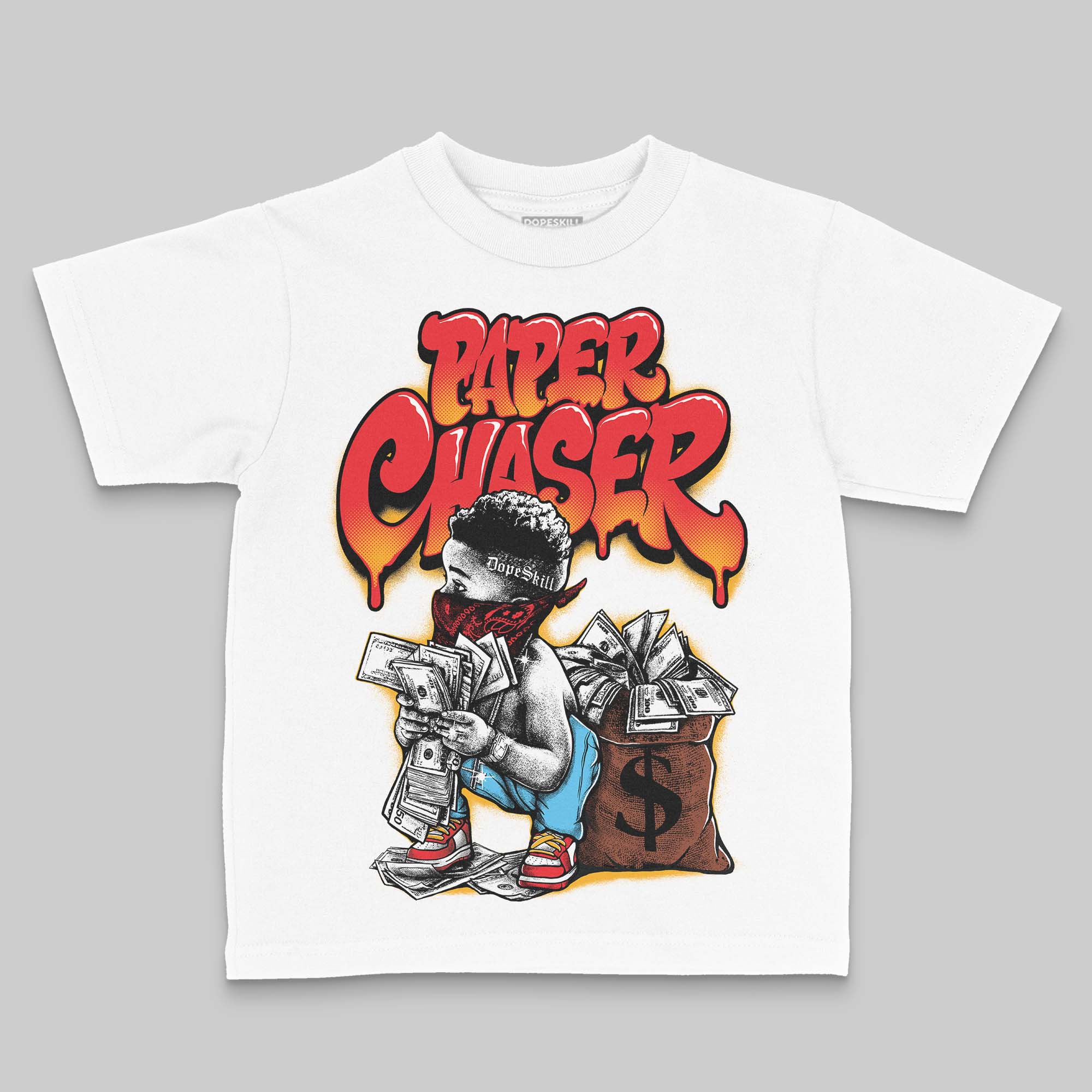 Red 'Paper Chaser Boy' DopeSkill Graphic Toddler Kids T-shirt - Image 2