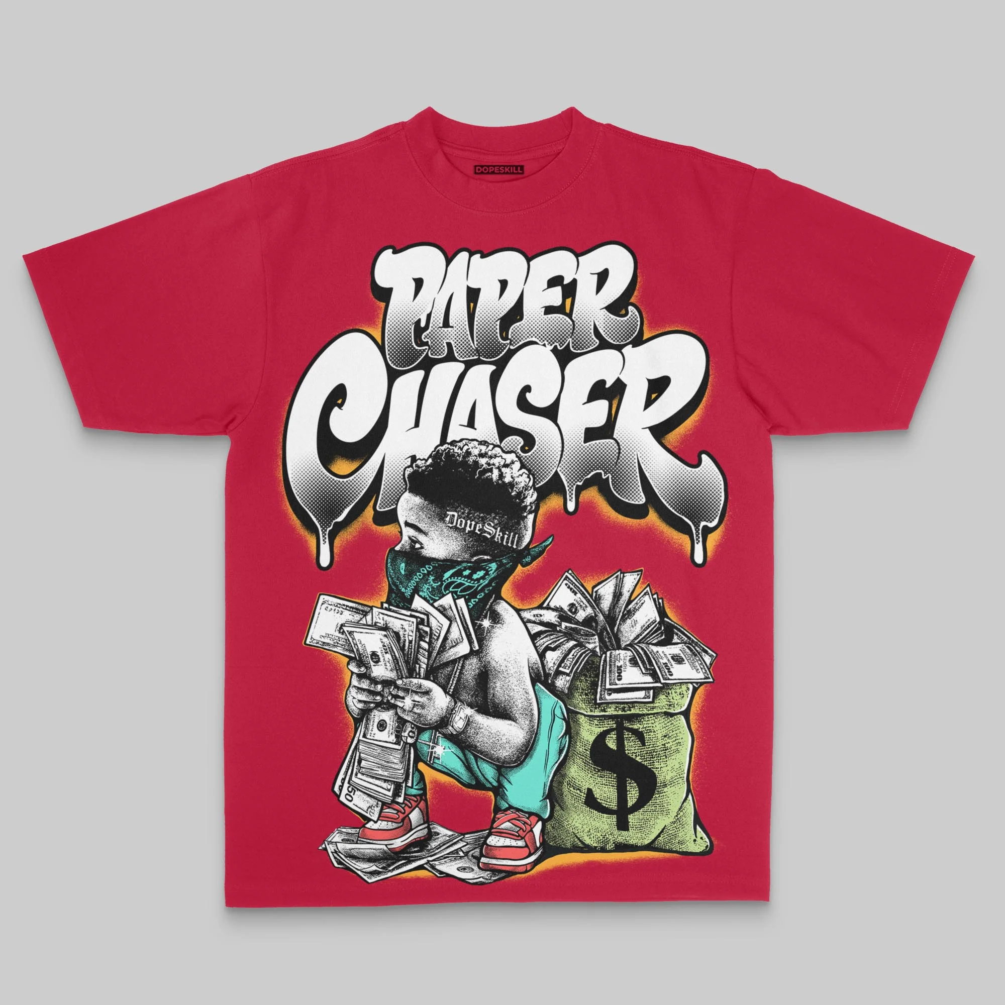 Red Oversize Print Paper Chaser Boy DopeSkill Graphic T-shirt - Image 3