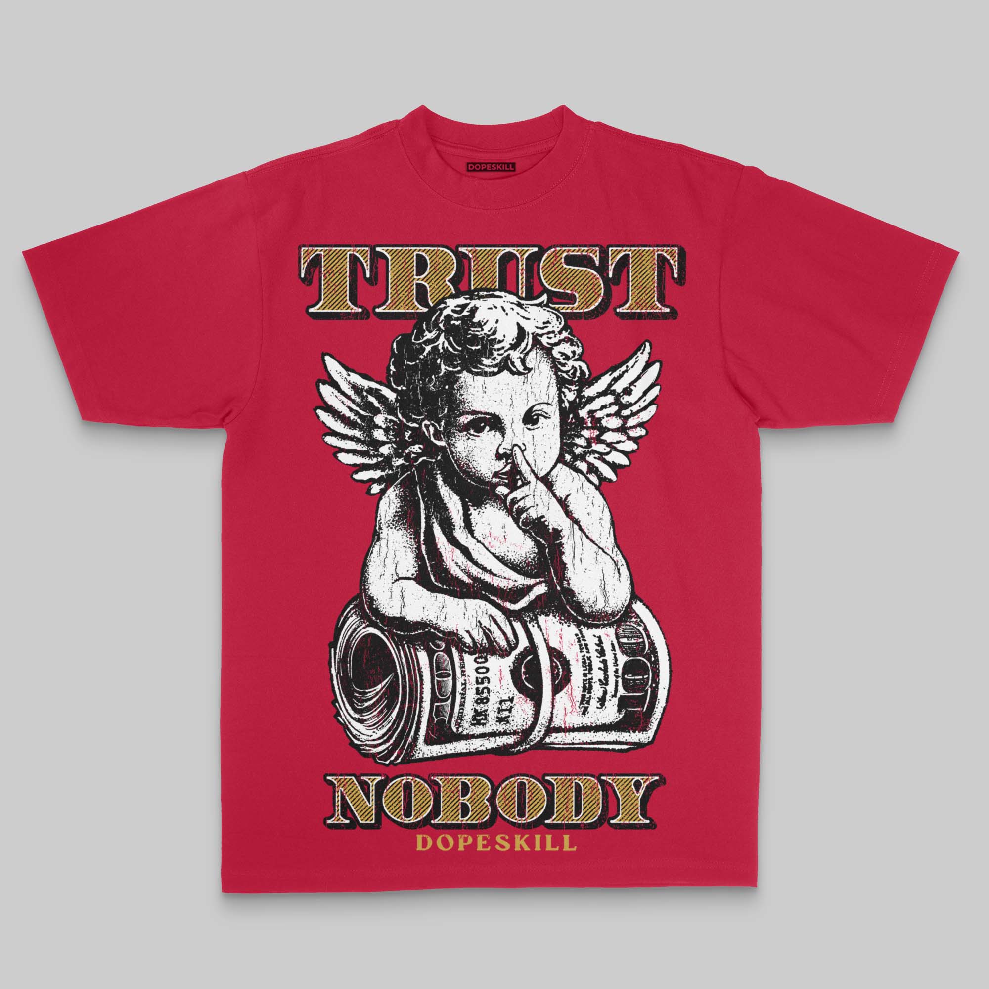 Red Oversize Print Trust Nobody DopeSkill Graphic T-shirt - Image 3