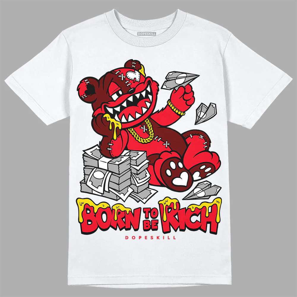 Red Thunder 4s DopeSkill T-shirt Born To Be Rich Graphic - Image 2
