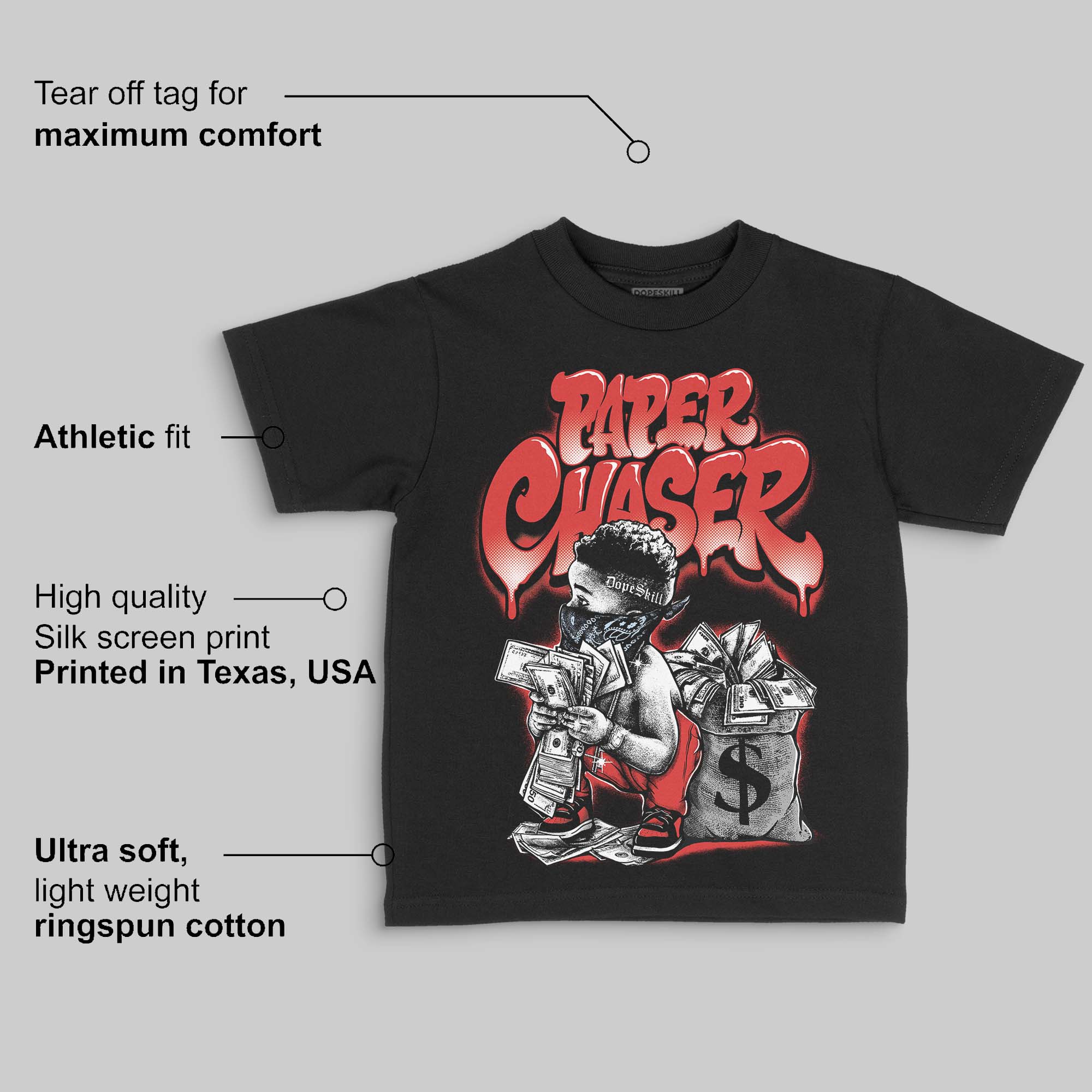 Reverse Infrared 6s DopeSkill Toddler Kids T-shirt Paper Chaser Boy Graphic - Image 3