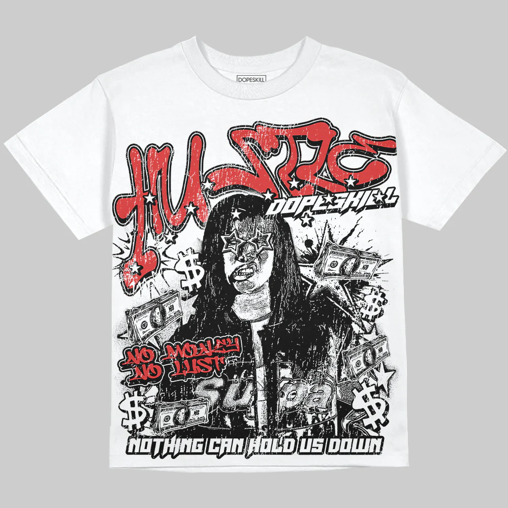 Reverse Infrared 6s Oversize Print 'No Money No Lust' DopeSkill Graphic T-shirt - Image 2