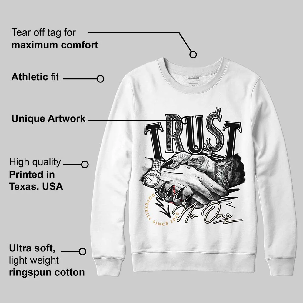 Reverse Metallic 5s DopeSkill Sweatshirt Trust No One Graphic - Image 3
