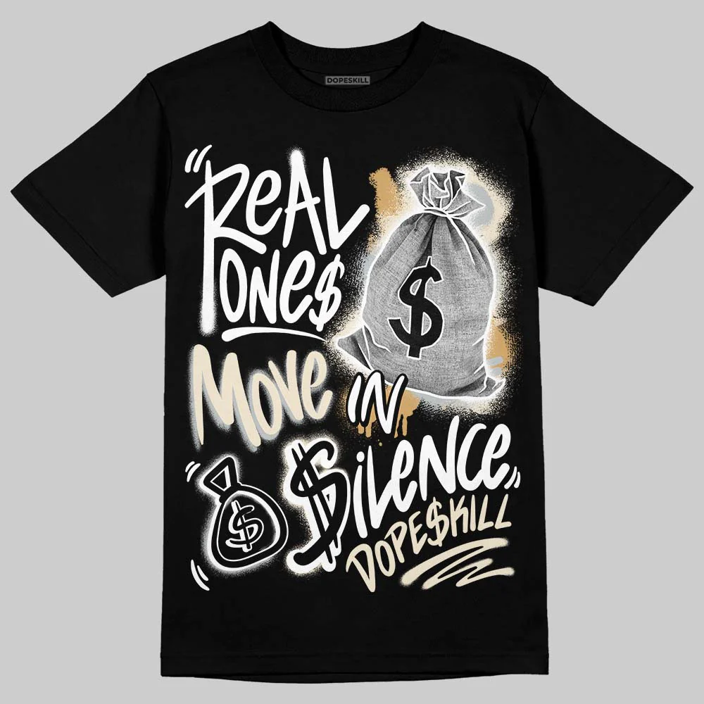 Reverse Metallic 5s DopeSkill T-Shirt Real Ones Move In Silence Graphic - Image 2